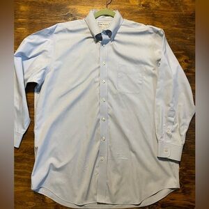 Paul Fredrick Men’s Dress Shirt Light Blue 2-Ply Cotton Pinpoint Size 17-33